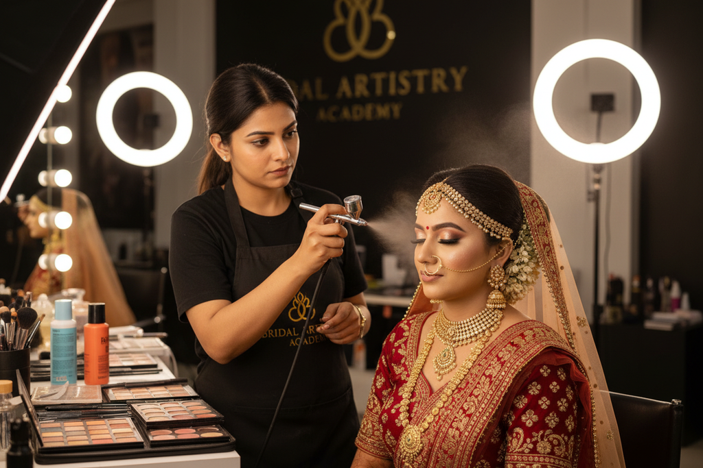 Bridal look demonstration, indian, ive bridal makeup demo featuring advanced HD and airbrush techniques.